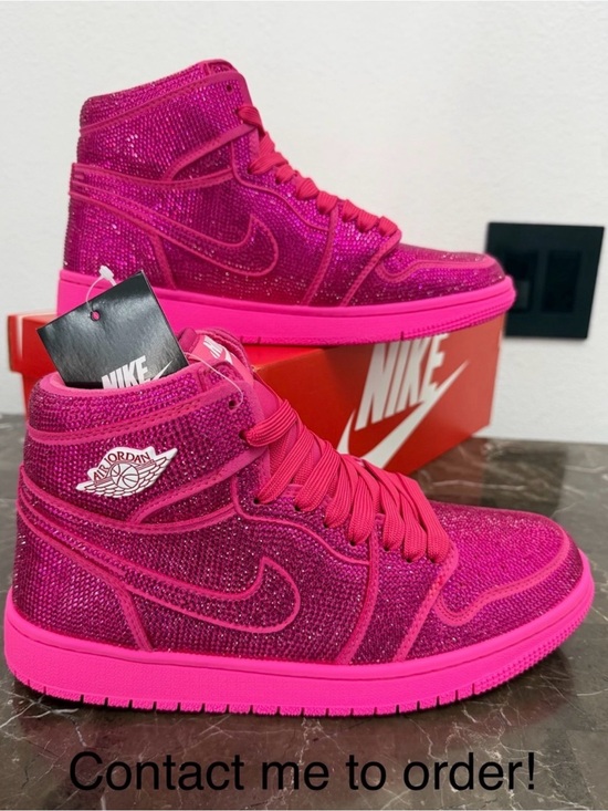 Jordan Other - Fuschia/Pink Iced Out Nike Air Jordan 1 Custom Crystal Sneakers